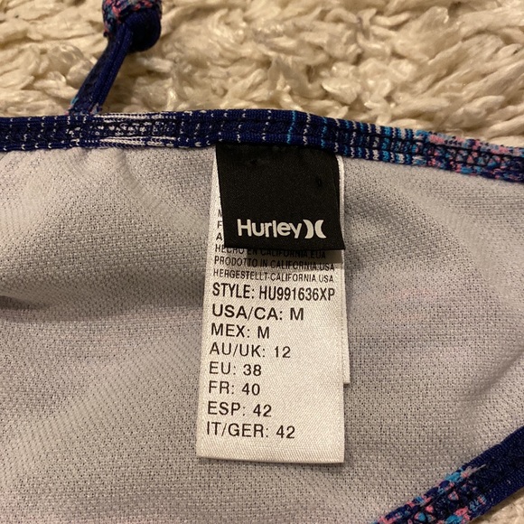 3 For $25! Hurley Navy Blue Pink and White High Neck Bikini Top - Picture 3 of 3